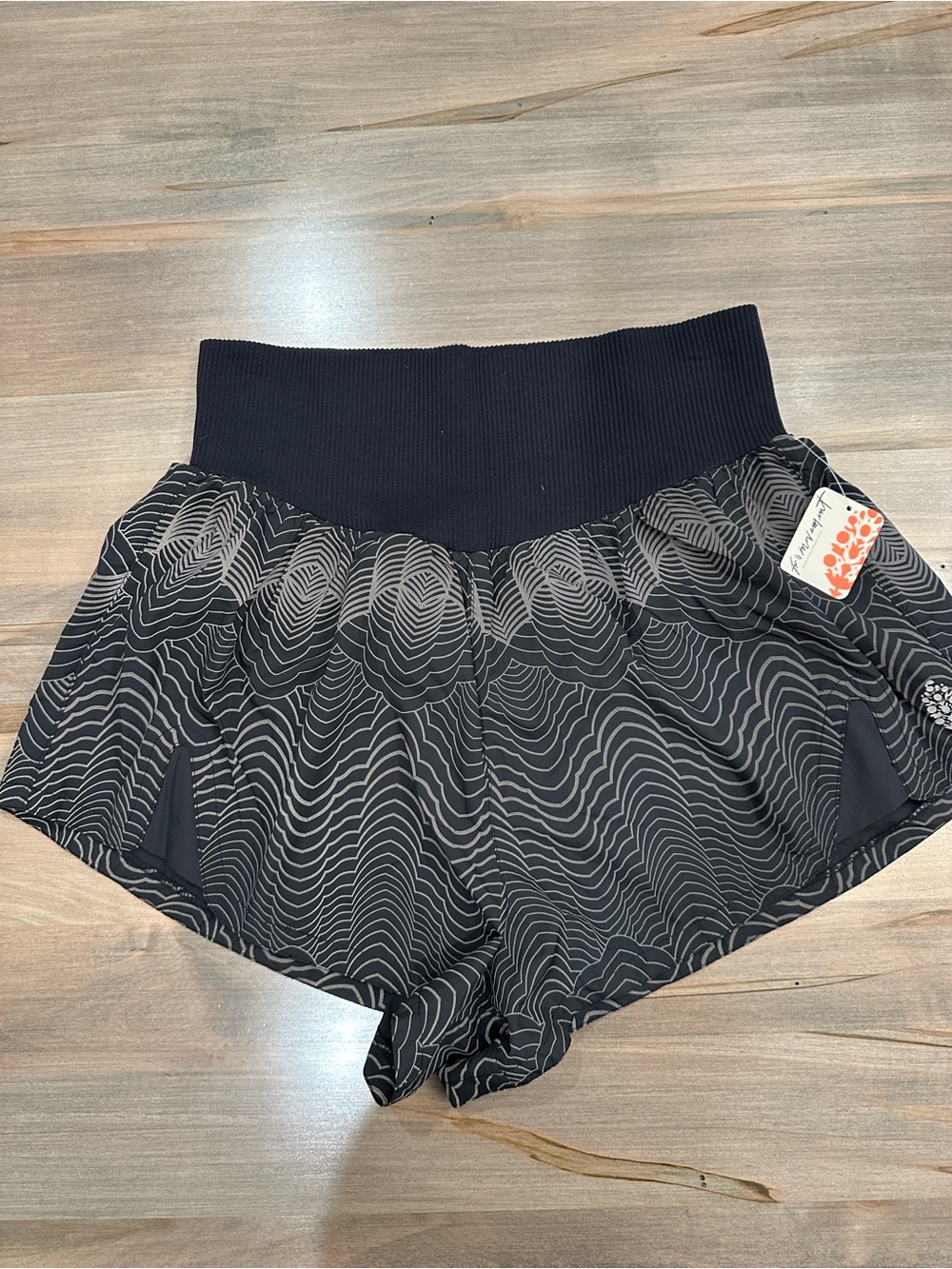 FP Movement by Free People Black Patterned High-Rise Athletic Shorts
